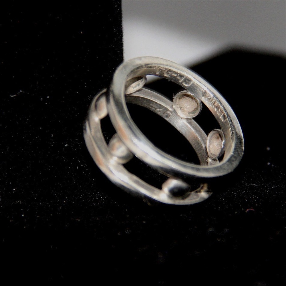 Taxco Sterling Silver 925 Bead Double Rail Band Ring Size 10.5 Mexico Modernist - Picture 3 of 7